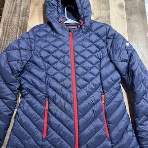 Tommy Hilfiger Navy and Red Puffer Jacket XL NNT